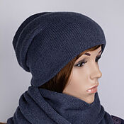 Аксессуары handmade. Livemaster - original item Double cashmere beanie hat (100% cashmere, unisex model). Handmade.