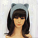 Order Headband with ears knit Cat Fingerless gloves with paws kit. Space Cat Knitting. Livemaster. . Bandage Фото №3
