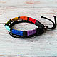 Order Braided leather and thread bracelet rainbow dotted. Tatiana (Leather bracelets). Livemaster. . Cuff bracelet Фото №3