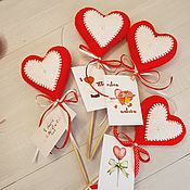 Сувениры и подарки handmade. Livemaster - original item Heart on a stick. Felt Valentine.. Handmade.