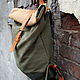 Backpack-twist 'Urban - khaki'. Backpacks. Leather-Art. Online shopping on My Livemaster.  Фото №2