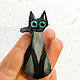 Order Brooch ' Gray cat with blue eyes, black, cute'. greenfox-23. Livemaster. . Brooches Фото №3