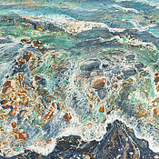 Картины и панно handmade. Livemaster - original item Pastel painting Foam Lace Seashore and Waves. Handmade.