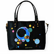 Сумки и аксессуары handmade. Livemaster - original item Leather black artistic handbag "Kandinsky. Several Circles". Handmade.