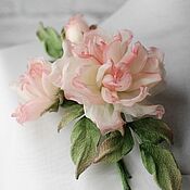 Украшения handmade. Livemaster - original item Brooch-pin: Silk flowers. A sprig of roses 