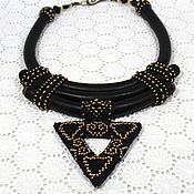 Украшения ручной работы. Ярмарка Мастеров - ручная работа Necklace: Gothic Triangle. Necklace of leather and beads. Handmade.