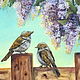 Painting Lilac Flowers May Morning oil on canvas with sparrows. Pictures. larashop. Online shopping on My Livemaster.  Фото №2