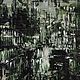 Green painting 40 by 40 cm painting palette knife painting night city, Pictures, St. Petersburg,  Фото №1