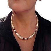 Работы для детей, handmade. Livemaster - original item Pearls Natural pearl beads with garnet gift for a woman. Handmade.
