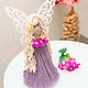 Angel macrame large wings violet dress. Interior doll. Kukly makrame NATALINI. Ярмарка Мастеров.  Фото №5