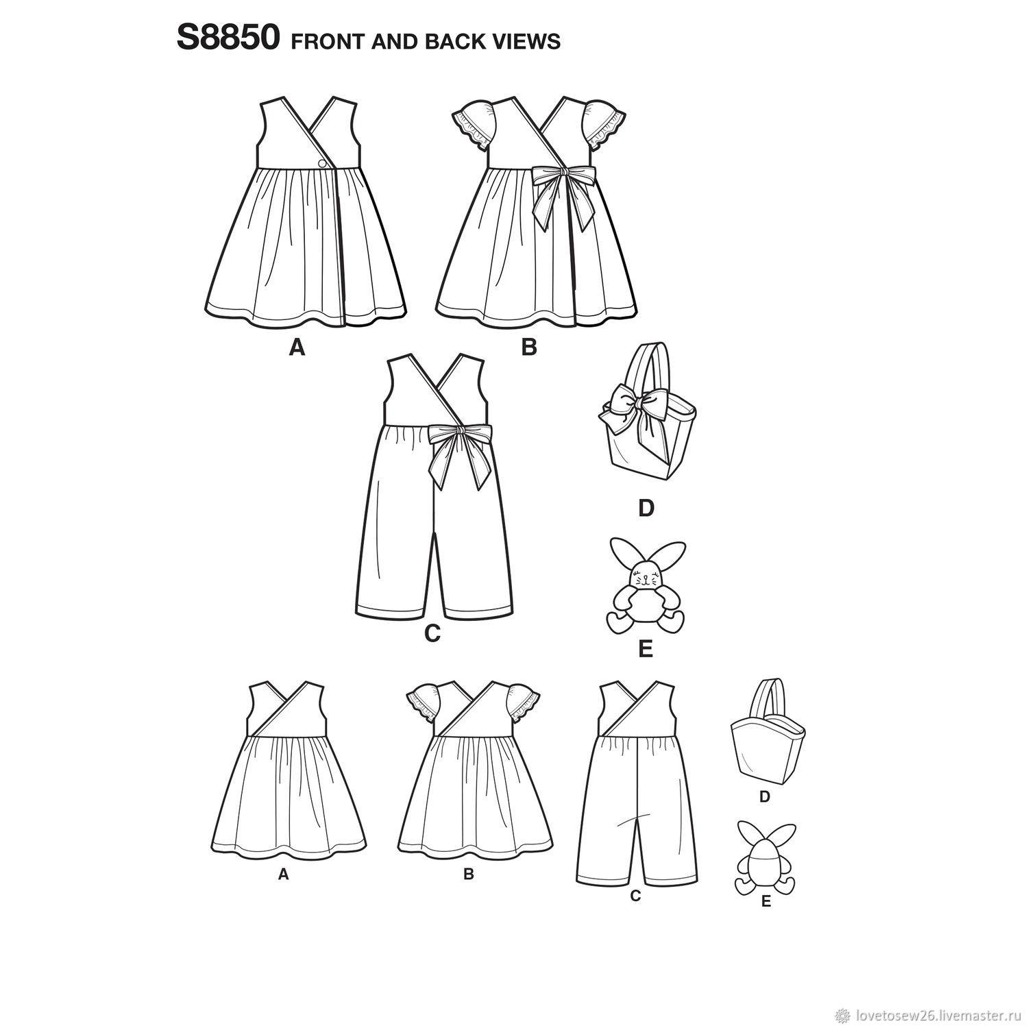 S8850 Выкройки одежды для кукол Reborn и детей 6м- 4г + сумка + зайка в инт...