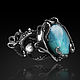Браслет из серебра Осьминоги с хризоколлой. Браслет-манжета. Aventure.Jewelry. Интернет-магазин Ярмарка Мастеров.  Фото №2