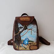 Сумки и аксессуары handmade. Livemaster - original item Leather women`s backpack with custom painting.. Handmade.