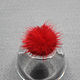 Fur pompom Red 4 cm natural mink fur, Beads1, Solikamsk,  Фото №1