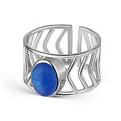 Silver ring with natural aquamarine drop