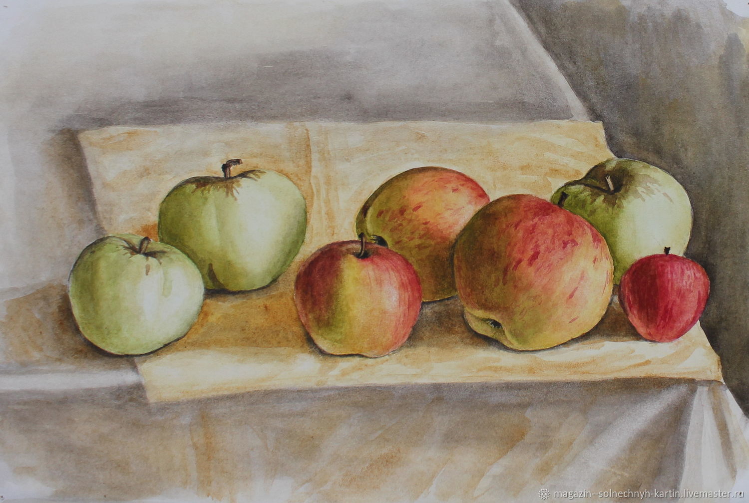 Кончаловский яблоки на столе у печки