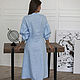 Linen dress with a blue stand-up collar. Dresses. molinialife. My Livemaster. Фото №6