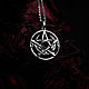 Moon pentagram with black stone — silver pendant on a chain. Pendant. ChARA (चर) - ezotericheskij magazin. Online shopping on My Livemaster.  Фото №2