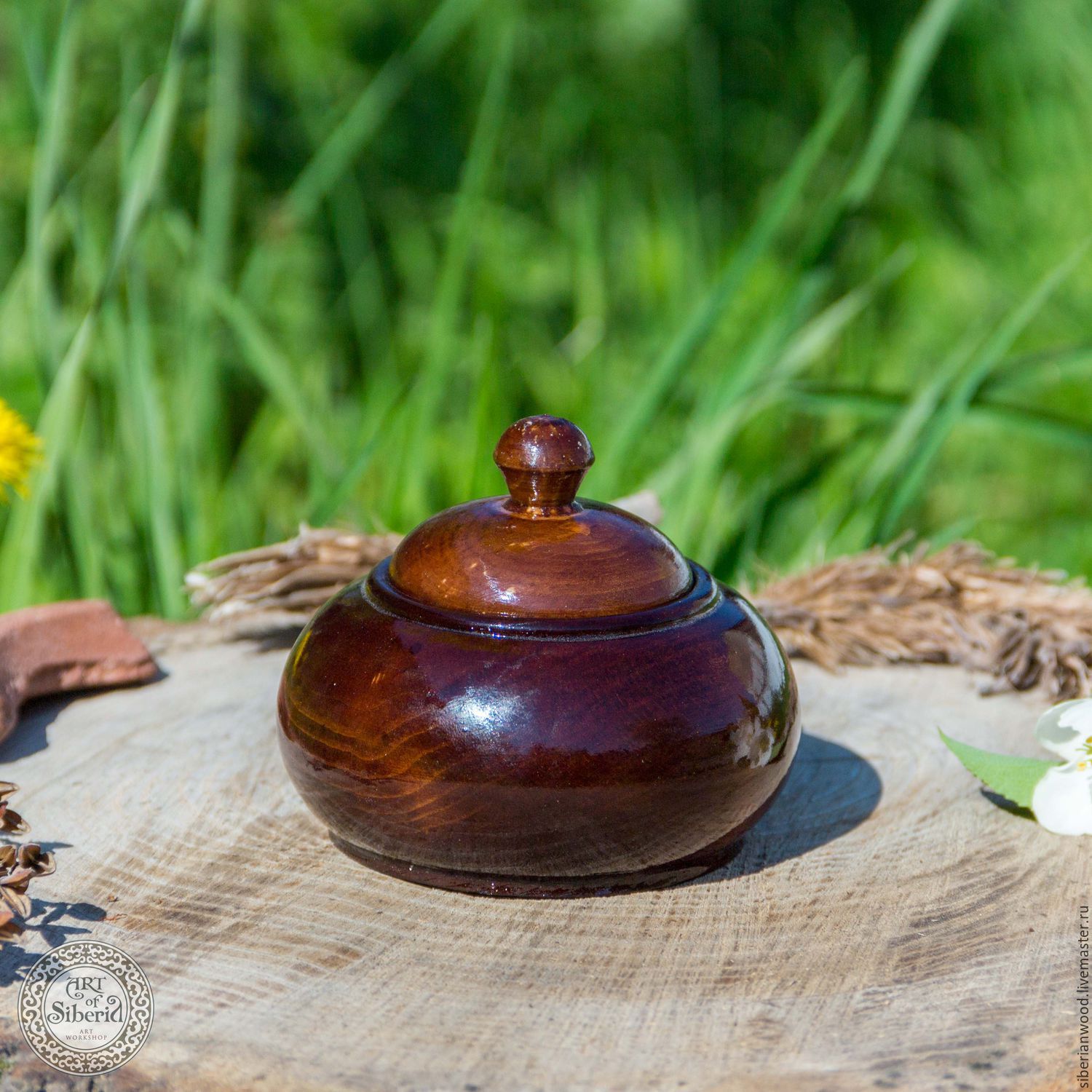 Pot-barrel with a lid made of natural Siberian cedar. K40, Jars, Novokuznetsk,  Фото №1