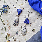 Украшения handmade. Livemaster - original item Double azurite and jasper earrings.. Handmade.