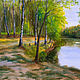 Картина "Лесная дорожка вдоль озера", живопись маслом, Картины, Москва,  Фото №1