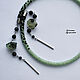 Open necklace made of green prenite and onyx green black. Necklace. gershman. My Livemaster. Фото №5
