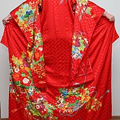 Винтаж: Кимоно-учикаке свадебное шелк; винтаж Япония