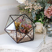 Флорариумы: Форма для флорариума Куб из стекла и олова ручная работа