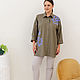 Khaki shirt with embroidery Linen with viscose. Blouses. NATALINI. My Livemaster. Фото №8