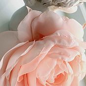 FABRIC FLOWERS. Chiffon rose brooch 