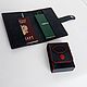Leather set 2 items . Black nubuck red thread. Cardholder. Elena Borkova (divelen). My Livemaster. Фото №4