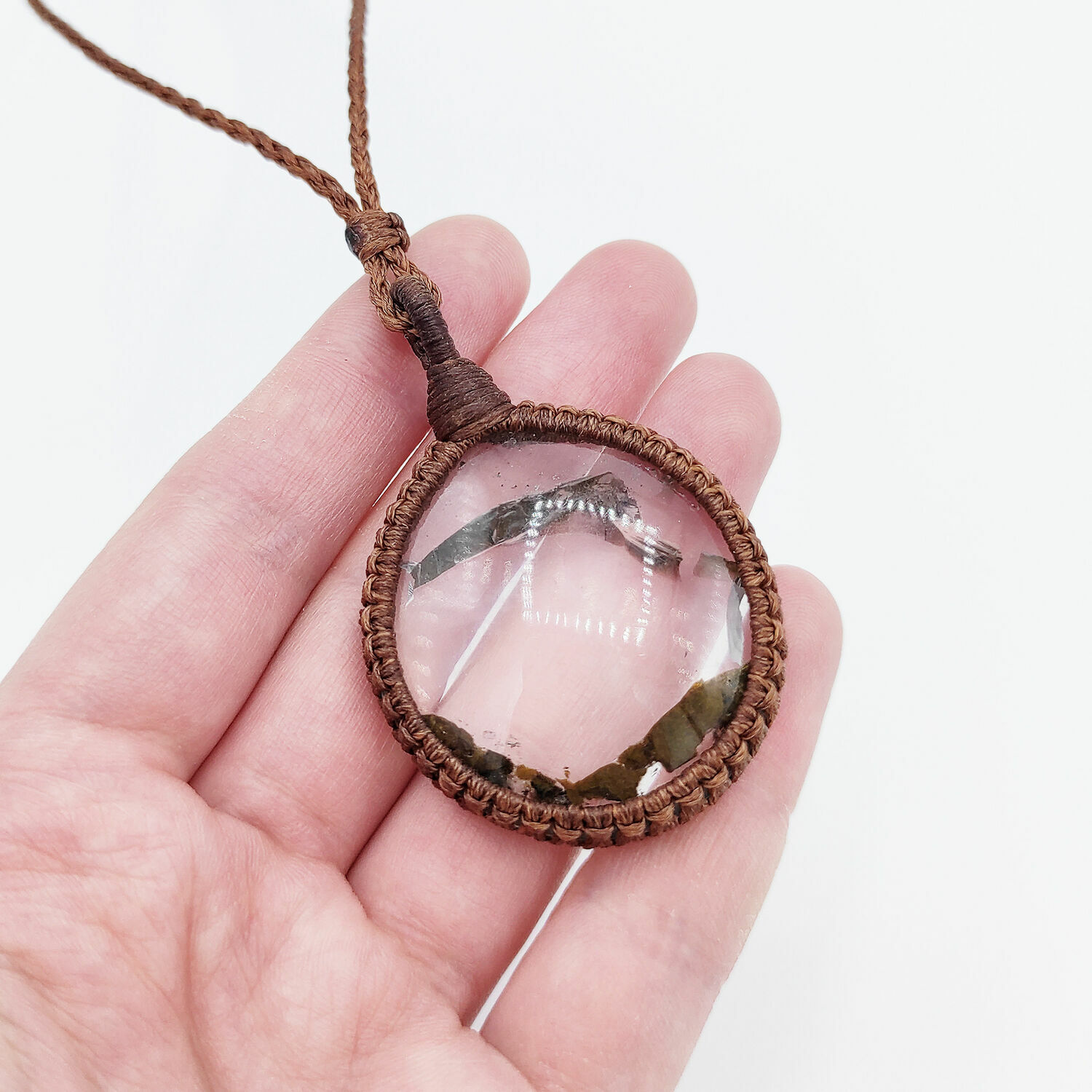 Quartz pendant with inclusions of limonite pendant natural stone macrame, Pendant, Kursk,  Фото №1