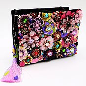 Сумки и аксессуары handmade. Livemaster - original item Floral couture handmade clutch Embroidered black bag Dolce floral bag. Handmade.