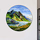 Круглая картина маслом пейзаж горы озеро луг, Картины, Сочи,  Фото №1