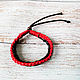 Leather braided bracelet Red and black, Cuff bracelet, Ulyanovsk,  Фото №1