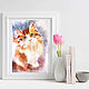 Painting cat portrait of an animal in watercolor 37h25 cm. Pictures. Yulia Berseneva ColoredCatsArt. My Livemaster. Фото №4