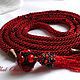 Harness Lariat knitted beaded `Red and black`
