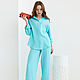 Summer blue Tiffany muslin suit, shirt, trousers cotton turquoise. Suits. mozaika-rus. Online shopping on My Livemaster.  Фото №2