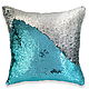 Подушка с пайетками. glam pillows Бирюзовый с серебром, Подушки для детей, Москва,  Фото №1