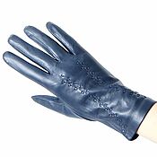 Винтаж handmade. Livemaster - original item Size 7.5. Demi-season gloves made of genuine blue leather. LABBRA. Handmade.