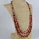 Necklace of coral and rhodonite multi-row 'Chic', Necklace, Velikiy Novgorod,  Фото №1