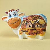 Сувениры и подарки handmade. Livemaster - original item Cow Burenka Autumn piggy bank. Symbol of 2021. Handmade.