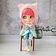 МК по шапочкам для куклы Blythe - Зайка, Кошечка, Лягушечка. Одежда для кукол. Knitblythe. Ярмарка Мастеров.  Фото №4