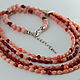 Necklace of coral and rhodonite multi-row 'Chic'. Necklace. Magic box. My Livemaster. Фото №4