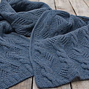 Аксессуары handmade. Livemaster - original item Blue scarf, stole, male/female, knitted lamb wool. Handmade.