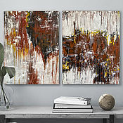 Картины и панно handmade. Livemaster - original item Diptych oil abstraction. A set of two paintings to order. Handmade.