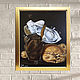  Картина маслом коричневая белая желтая черная, Картины, Санкт-Петербург,  Фото №1