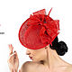 Красная асимметричная шляпка с бантом «Леди» из Синамей. Шляпы. Анна Андриенко (Головные уборы). Ярмарка Мастеров.  Фото №4