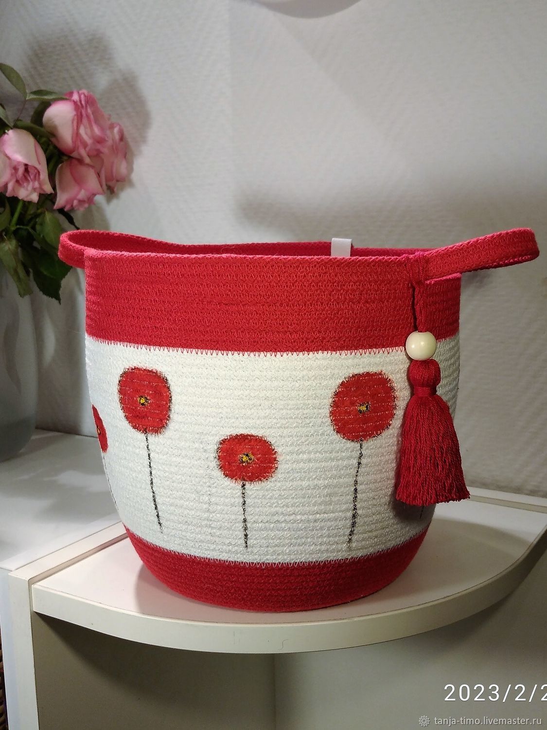 Корзина интерьерная из хлопкового шнура в интернет-магазине Ярмарка ...