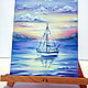 Picture Sea Sea landscape oil painting Sailboat at sunset, Pictures, Moscow,  Фото №1